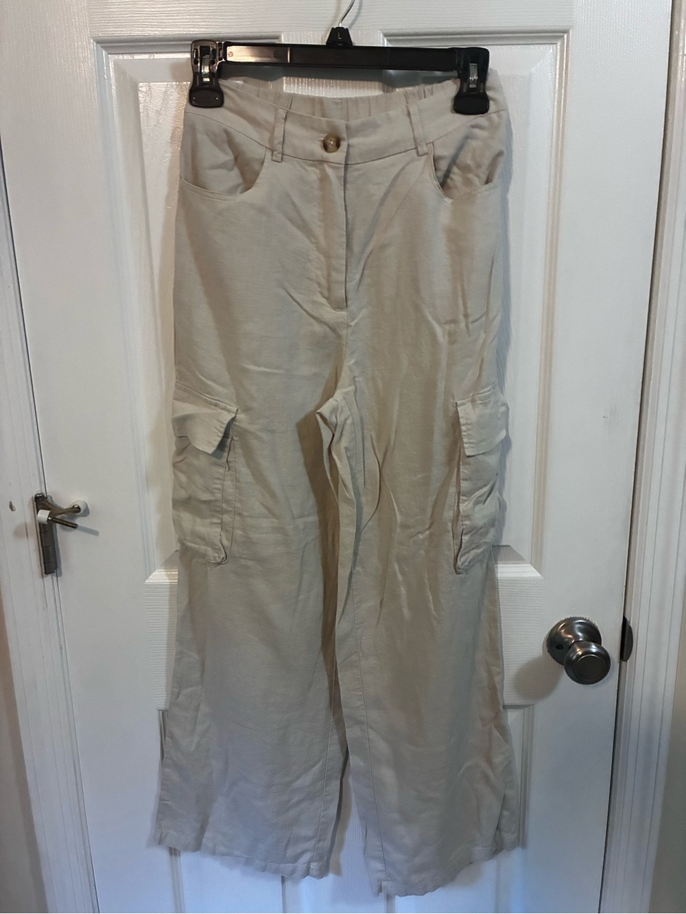 Sincerly Jules Beige Wide-Leg Cargo Pants
